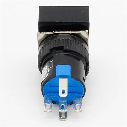 Pulsador de 5 pines 16mm rectangular con luz LED 12V azul para electrónica 6