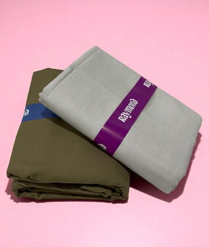 Image of Raymond Makers Men's Shirt & Trouser Fabric Combo with Premium Gift Box | Solid Shirt Fabric with Formal Trouser Fabric | Unstitched Dress Material for Office & Formal Wear