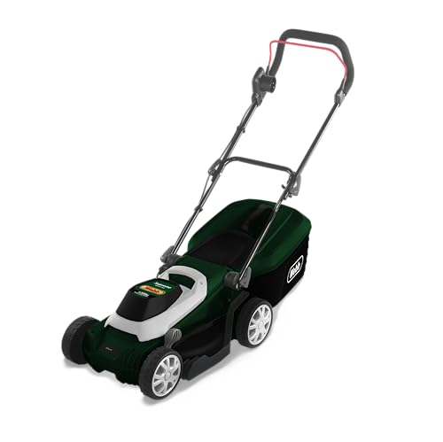 Webb Supreme WEER33RR Electric Rotary Lawnmower with Rear Roller, 5 Cutting Heights, 33cm 13 inch Cutting Width, 1200w Motor, 12 Metre Cable and 30L Collection Bag - 3 Year Guarantee