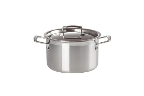 Le Creuset Fleischtopf aus 3-ply Edelstahl, Ø 20 cm, Für alle Herdarten inkl. Induktion geeignet, Silber, 96200620001000