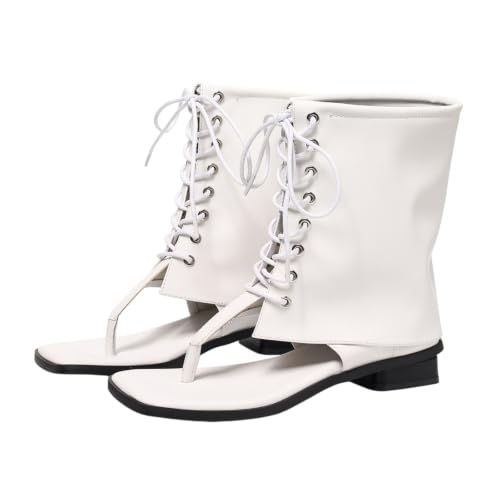 Bottes d'été femme à tongs en suède blanc style western chic