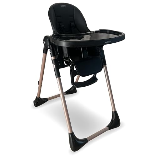 My Babiie MBHC9 Highchair from Birth – Newborn to 3 Years (15kg), Adjustable, 5 Recline Positions, 7 Height Settings, Removable Tray, Padded Seat, Foldable, Chair for Baby & Toddler – Rose Gold Black