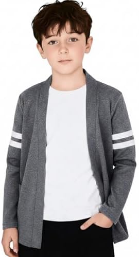 Clothify Boy's Cotton Collared Neck Shrug (518_Grey_5 Years-6 Years)