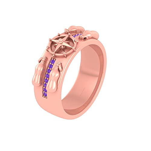 Cadeau idéal alliance homme boussole en or rose et diamant unique