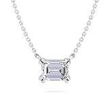 Martha Stewart 1 Carat Emerald Cut Lab Grown Diamond Solitaire Necklace in 14K White Gold, Lab Grown Diamond Necklace