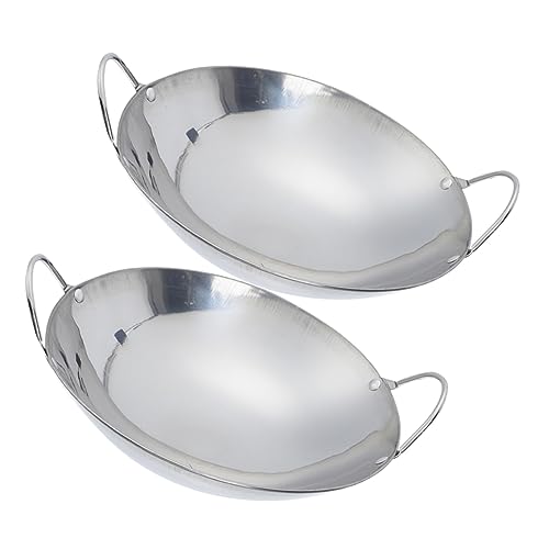 Wok de acero inoxidable con doble mango 2 piezas miniatura 1