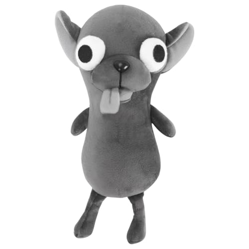 RHHSSE Funny Big Eyed Chihuahua Plush - Hilarious Dark Grey Chihuahua Stuffed Animal | Stress Relief Toy, Funny Desk Decor Gift for Kids & Adults (Black-15 inch)