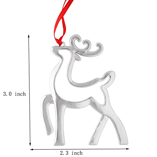 Set Of 6 Christmas Hanging Ornaments,Silver Christmas Ornament For Xmas Tree Decor, Reindeer Christmas Tree Ornament Gift Holiday Party Supplies (6, Reindeer) #TOP1