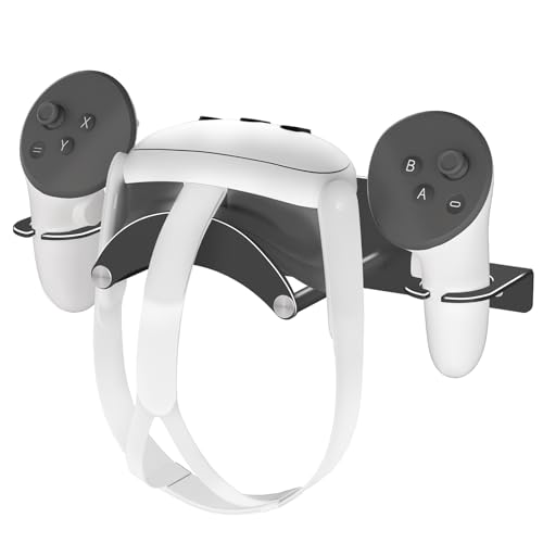 VR Headset Wall Mount Storage Stand Hook Compatible with Meta Quest 3/Meta Quest 3S/Quest Pro/Quest 2 Metal VR Headset Hook Storage Rack Holder(Aluminum Alloy-Black)