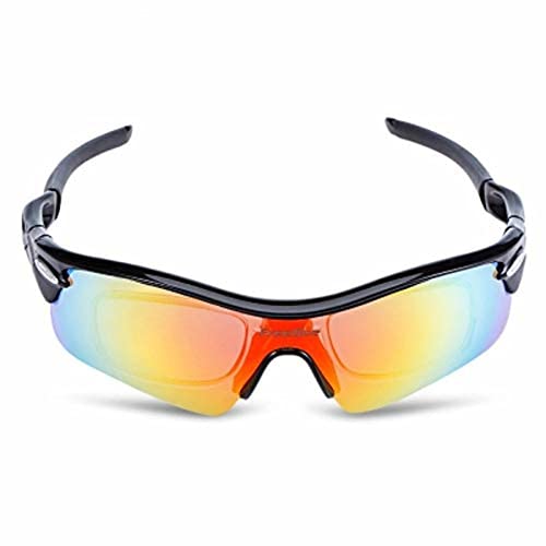 Gafas de ciclismo antirreflejos con protección UV y 5 lentes intercambiables contra la fatiga