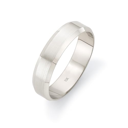 Image of Oxford Ivy Mens Wedding Band 14K /10K Solid Gold 5mm Flat Beveled Edge Ring
