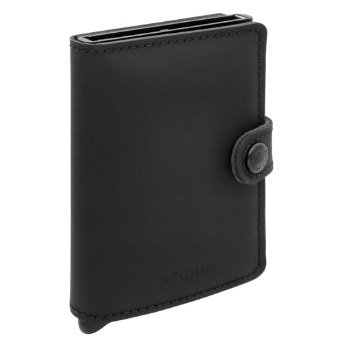 Image of SECRID Mini Wallet, Genuine Matte Leather, RFID Protection, Holds up to 12 Cards (Black)