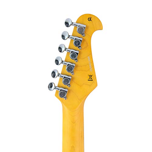 Cnz Audio Jm Electric Guitar - Left Handed - Ivory Body, Amber Maple Neck, Rosewood Fingerboard & 3Ply Tortoise Pickguard #TOP5