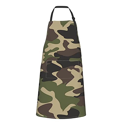 Perinsto Green Camo Waterproof Apron With 2 Pockets Amy Camouflage Kitchen Chef Aprons Bibs For Grooming Cooking Baking Painting Gardening #TOP7