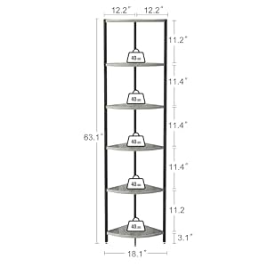 6-Tier Standing Corner Shelf,70.5" Tall Ladder Corner Storage Shelf with Adjustable Feet,Rustic Display Rack Multipurpose Bookshelf Bookcase,Plant Stand for Living Room, Bedroom (Grey) 6 Tier Standing Corner Shelf705 Tall Ladder Corner Storage Shelf with Adjustable FeetRustic Display Rack Multipurpose Bookshelf BookcasePlant Stand for Living Room Bedroom Grey