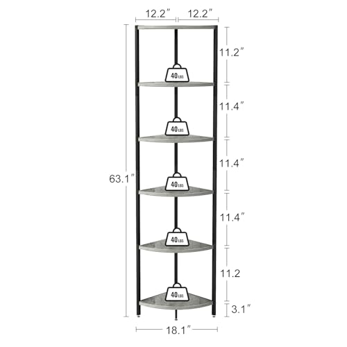 6-Tier-Standing-Corner-Shelf705-Tall-Ladder-Corner-Storage-Shelf-with-Adjustable-FeetRustic-Display-Rack-Multipurpose-Bookshelf-BookcasePlant-Stand-for-Living-Room-Bedroom-Grey 6 Tier Standing Corner Shelf705 Tall Ladder Corner Storage Shelf with Adjustable FeetRustic Display Rack Multipurpose Bookshelf BookcasePlant Stand for Living Room Bedroom Grey