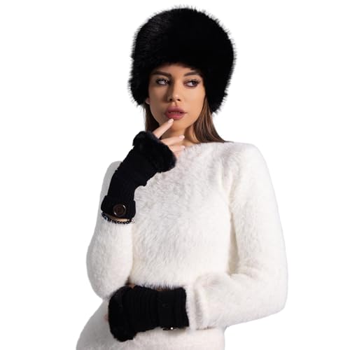 Sombrero ruso de invierno contra el frío extremo con guantes sin dedos