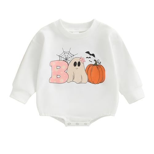 Baby Girl Halloween Outfit Fall Newborn My First Halloween Outfits Infant Sweatshirt Bubble Romper Pumpkin Clothes
