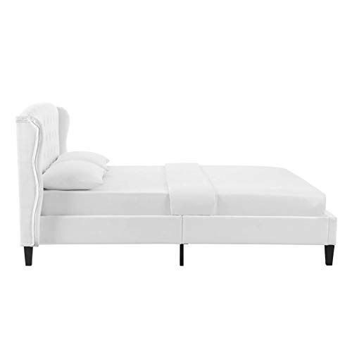 Modway Penelope Tufted Performance Velvet Wingback Platform Queen Bed In White #TOP3