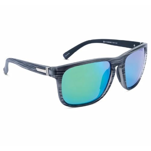 Optic Nerve Ziggy XL Polarized Sport Sunglasses - Lightweight Square Sportwrap Frame, UV Protection, Anti-Glare - Unisex Fit, Driftwood Gray - Smoke Lens/Green Mirror