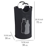 WENKO Jumbo, 69 litrów, torba na butelki z dekoracyjnym nadrukiem i uchwytami aluminiowymi Soft Grip do łatwego transportu pustych butelek, 100% poliester, 38 x 72 cm, czarny