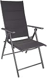 BRUBAKER Silla de Jardín Riva - Respaldo Alto Plegable - Respaldo Regulable en 7 Posiciones - Sillas Plegables - Resistentes a la Intemperie - Gris Plateado