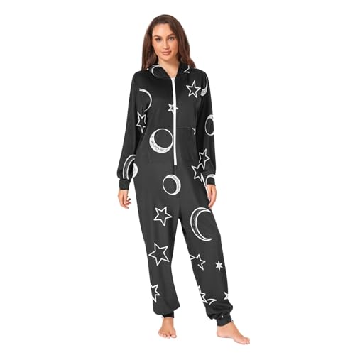 Combinaison pyjama en polaire à motif étoiles et lunes blanches
