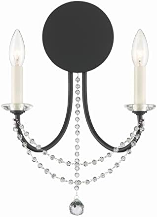 Crystorama Delilah 2 Light Matte Black Sconce