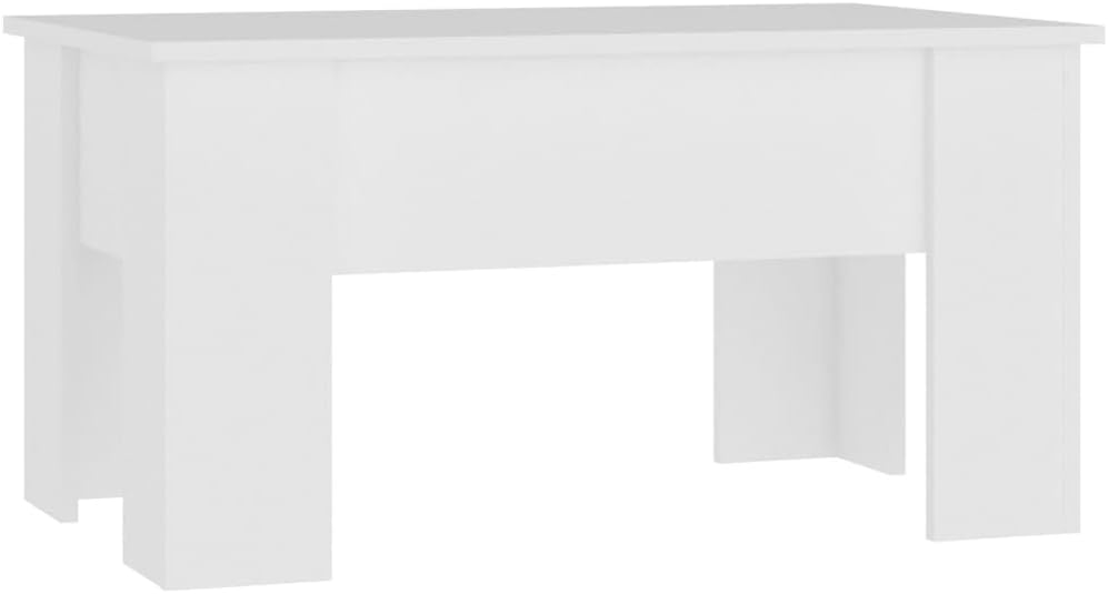 vidaXL Modern White Coffee Table - Rectangular Design with Liftop, Crafted from Engineered Wood, Easy Assembly