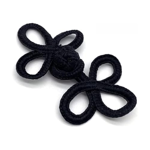 3-Loop Black Frog Button Closure 2.4 inch 1 Pair-Pack Button and Loop Closure Chinese Hook and Eye Frog Fastener Ideal for for DIY Craft Sewing Dress Sweater Costume Outfit Decoration