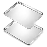 Herogo Extra großes Backblech 2er Set, Edelstahl Backbleche Pfannen, Rechteck Ofenbleche Set zum Backen Kochen Braten, Gesund & Ungiftig, Spiegelpoliert, Spülmaschinenfest - 45x33x2,5cm