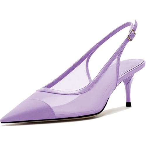 Image of Mesh Kitten Heels for Women Slingback Design with Pointed Toe Breathable and Stylish Elegant Low Heel for Comfort