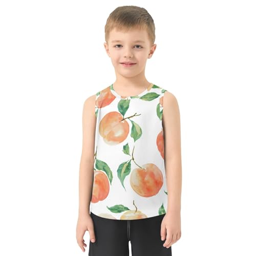 susiyo Peach Watercolor Pattern Boys Sleeveless Tank Top Girls Athletic T Shirt2