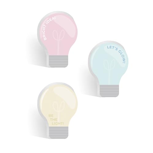 Image of Lightbulb Shaped Sticky Note Pad Assortment /Set of 3 / Watercolor Style / 2.6875 inch x 3.8125 inch Modern Sticky Notes / 50 Sheets Per Pad /Made in The USA