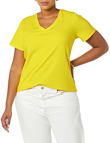 Image of Amazon Essentials Women's Plus Size Short-Sleeve V-Neck T-Shirt
