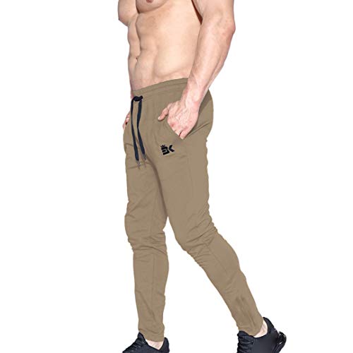 Image of BROKIG Mens Zip Joggers Pants - Casual Gym Workout Track Pants Comfortable Slim Fit Tapered Sweatpants with Pockets