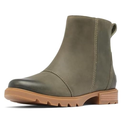 SOREL Women's Emelie lll Zip Waterproof Boot - Stone Green, Gum 2 - 8.5