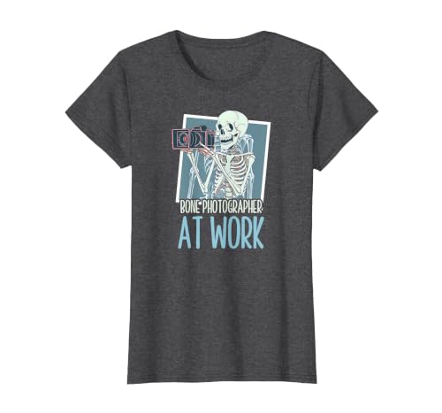 X Ray Tech Halloween Bone Photographer At Work T-Shirt, Women, Dark Heather Grey, Small