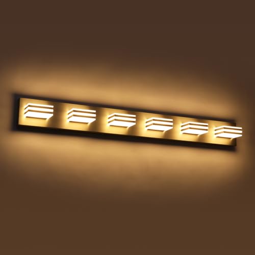 Image of LED Wall Brushed Nickel Vanity Lights for Bathroom Light Fixtures 36W Adjust 3 Colors Modern Bath Lighing Over Mirror LED Vanity Light (6-Light,41inch)