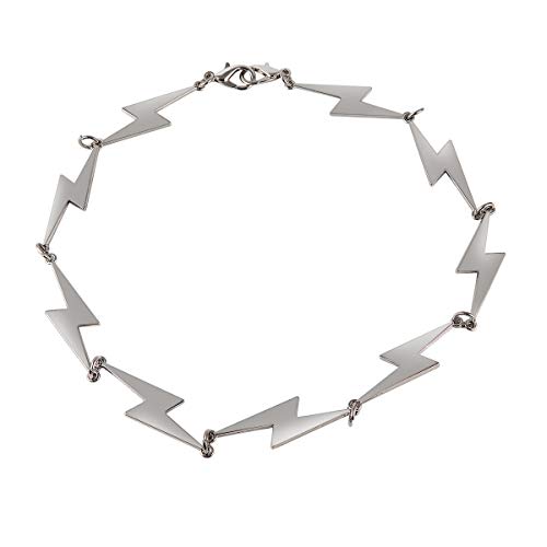 Punk Lightning Necklace Metal Chain Safety Spur Duty Padlock Hiphop Rock Necklace for Men Boys-Lightning