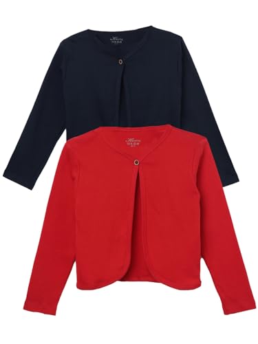 Image of KRYPTIC Kids Girls Regular Length Cotton Shrug - Pack of 2 Soft, Lightweight Open-Front Layers for Stylish Everyday Wear and Casual Outfits.