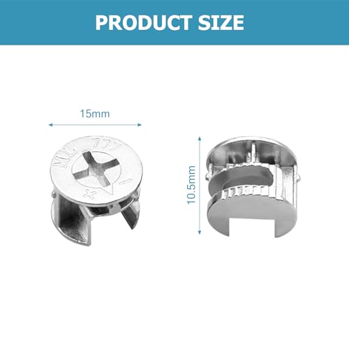 NAYAGOGO 12 Pcs Cam Lock Nuts, Connecter Cam Lock Fittings, Fixing Screws, Cabinet Drawer Dresser Wardrobe Furniture Panel Connecting