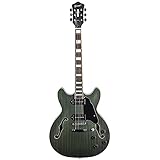GROTE Full Scale Electric Guitar Semi-Hollow Body Guitar P90 Bone Nut Matte Paint (Green)