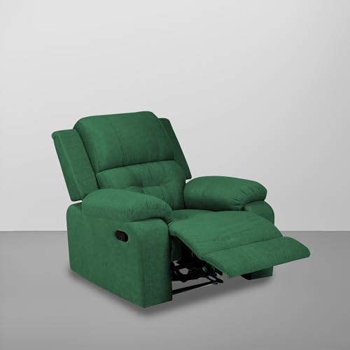 Image of Casaliving Taylor Comfy Single Seater Recliner Sofa for Ultimate Relaxation | Premium Fabric (Green)