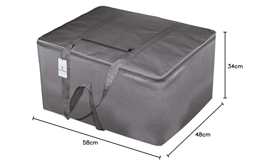 Kuber Industries Rexine Storage Bag for Clothes | Underbed Wardrobe Organizer for Blanket-Comforters | Foldable Attachi Bag with Handle - Gray - Image 9 thumbnail