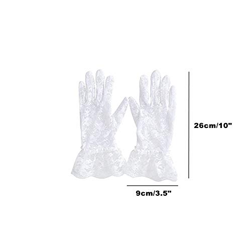 White Lace Gloves Women Ladies Elegant Short Sun Protection Lace Glove, Princess Dress Gloves for Wedding Dinner Party3