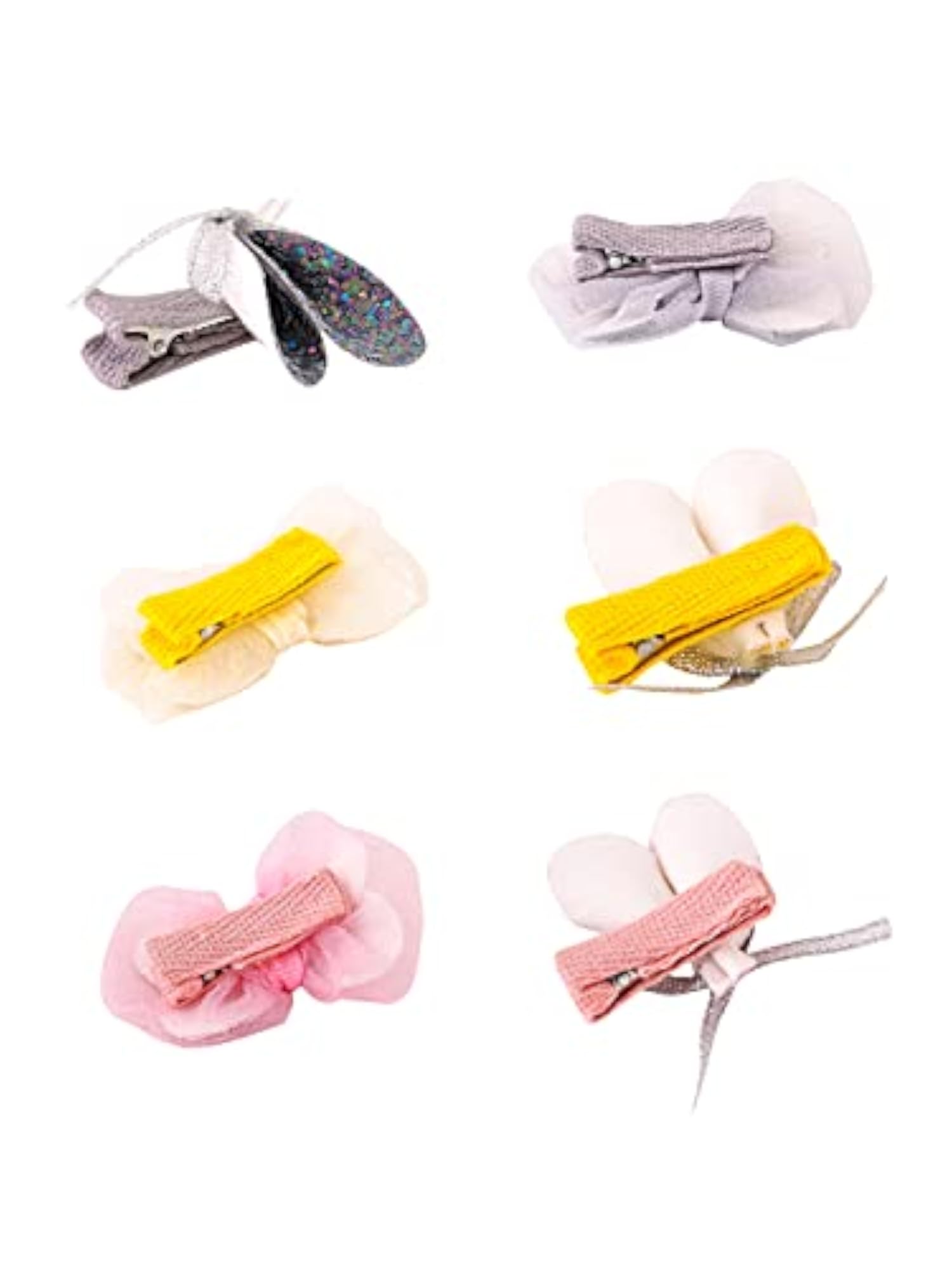 6pc Multicolor Bows Alligator Clip Hair Accessories Set