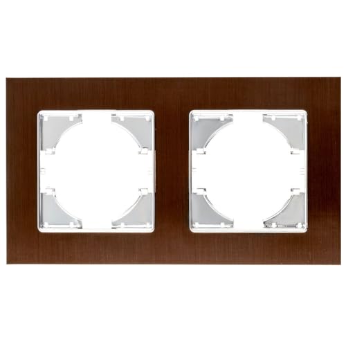 Cadre aluminium marron double horizontal pour une finition elegante de vos prises