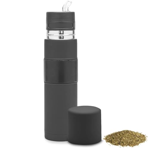 BALIBETOV - New - Stainless Steel Automate - Thermal bottle, Mate Cup and Bombilla All In One - No Need to Refill Every Time You Want to Drink (Black)