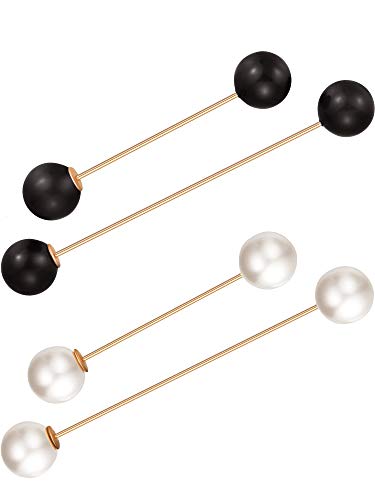 BaiJ Damen Brosche Nadel,4er Pack Faux Sicherheitsnadel Brosche Clips Weiß Schwarz Broschennadeln Pullover Schal Clips für Mädchen Kleidung Dekoration